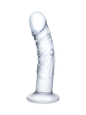 7" Curved Realistic Glass Dildo with Veins